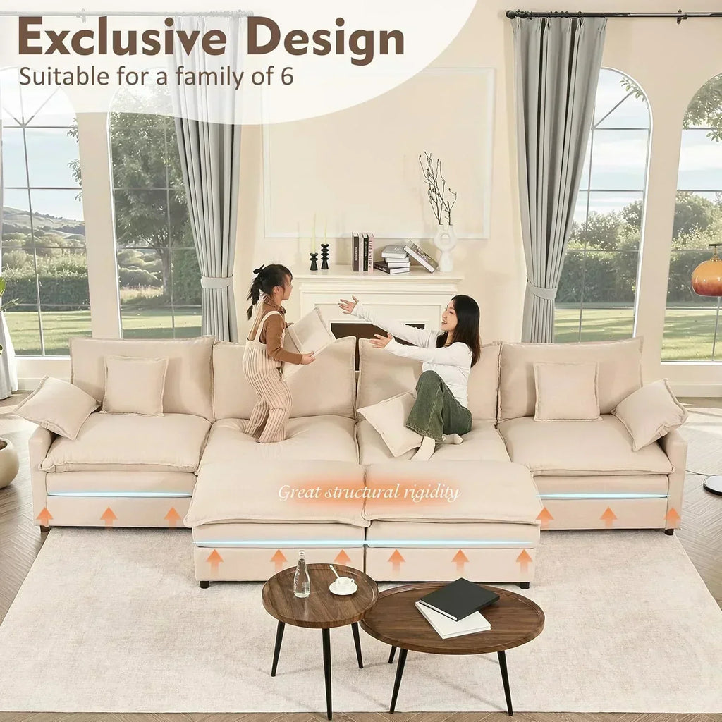 108 Inch U Shape Sofa Sectional Sofa Comfortable Cloud Sofa Living Room Deep Seat Sofa
