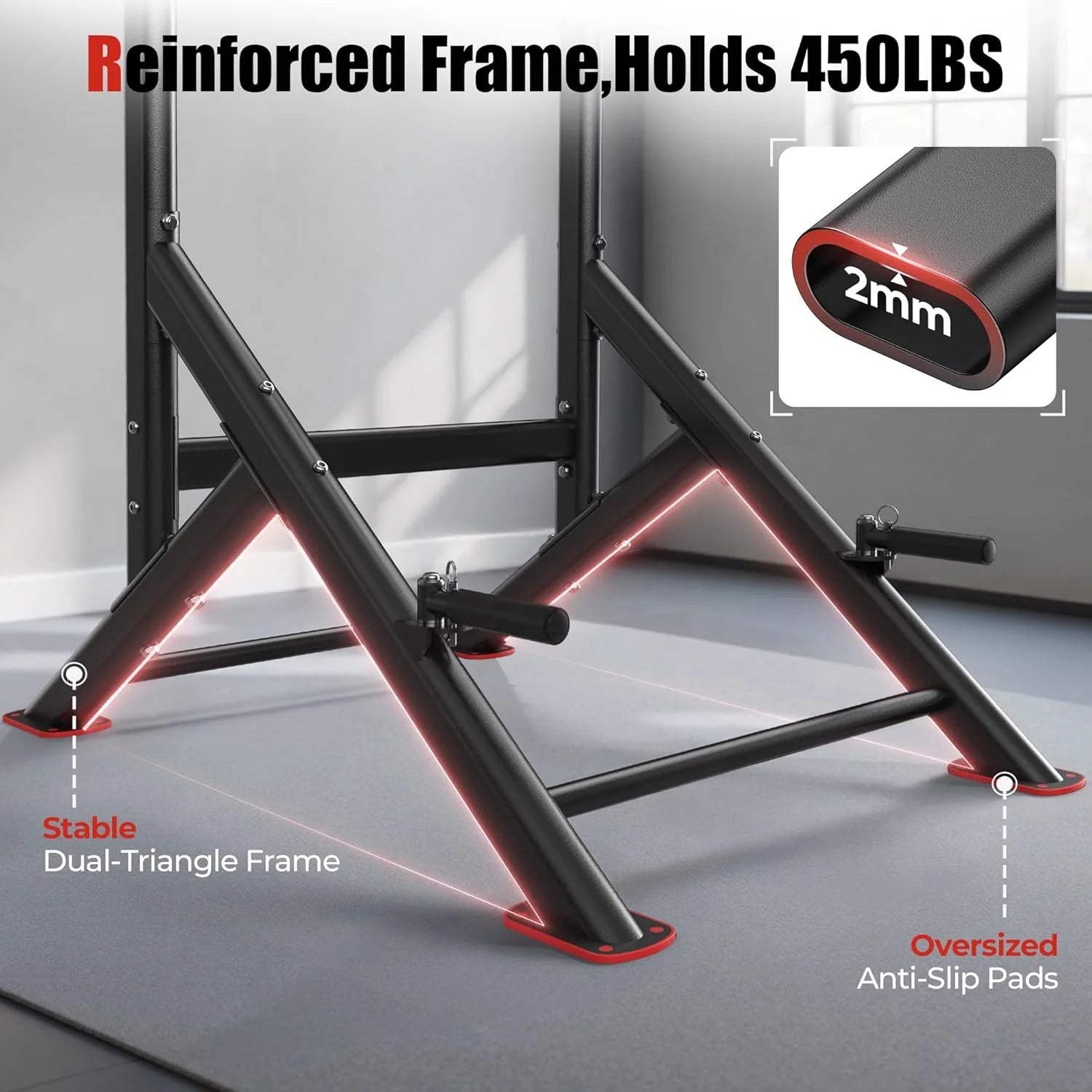Sportsroyals Power Tower Pulp Up Bar Station, 450 lbs stable suspended immersion tilt station