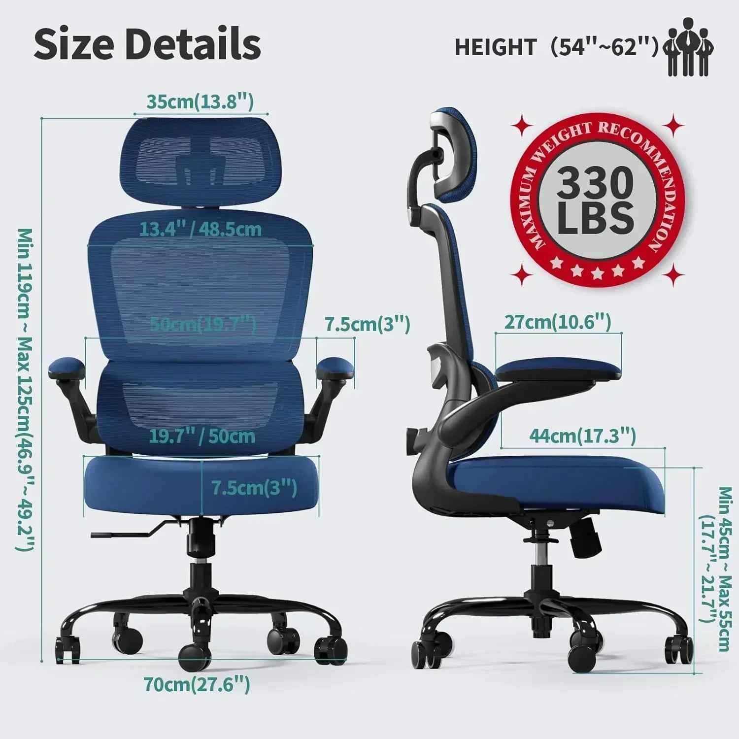 Office Chair Ergonomic Desk Chair 330 lbs Home Mesh Desk Chair Comfortable Gaming Chair