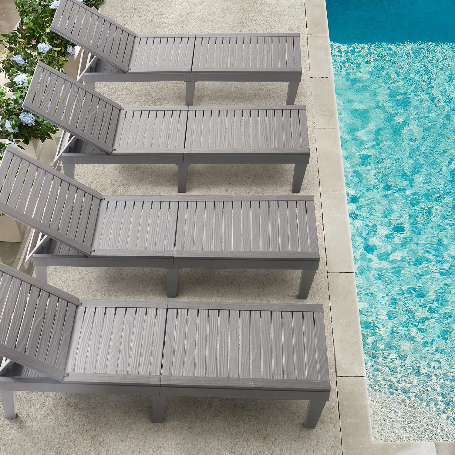 Patio Chairs Black Chaise Lounge Chair Outdoor 5-Position Adjustable Sun Tanning Chair