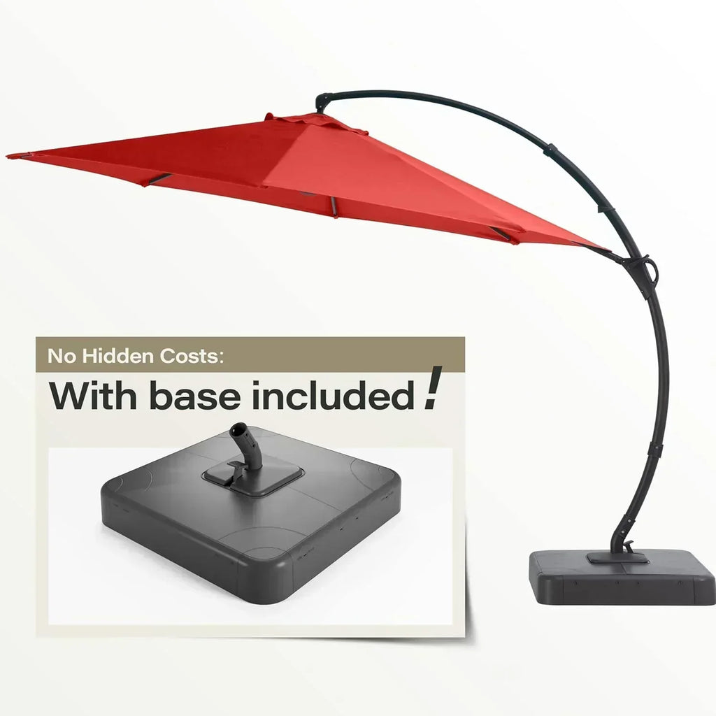 LAUSAINT HOME Outdoor Patio Umbrella with Base included 11 FT Deluxe Curvy Cantilever Umbrella
