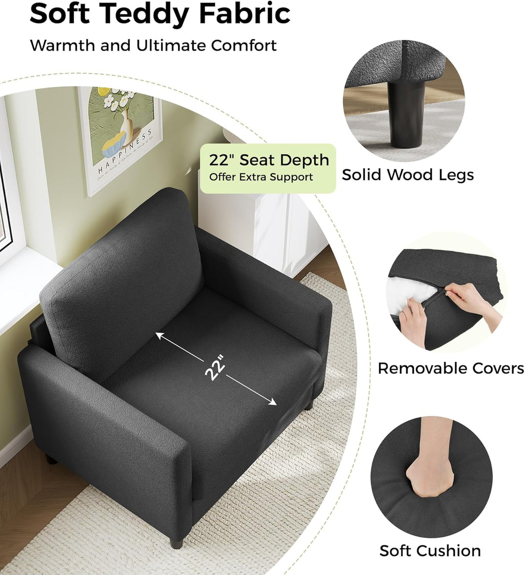 Loveseat Sofa 51 Love Seat Comfy Corduroy Small Loveseat Tool-Free Setup Couch