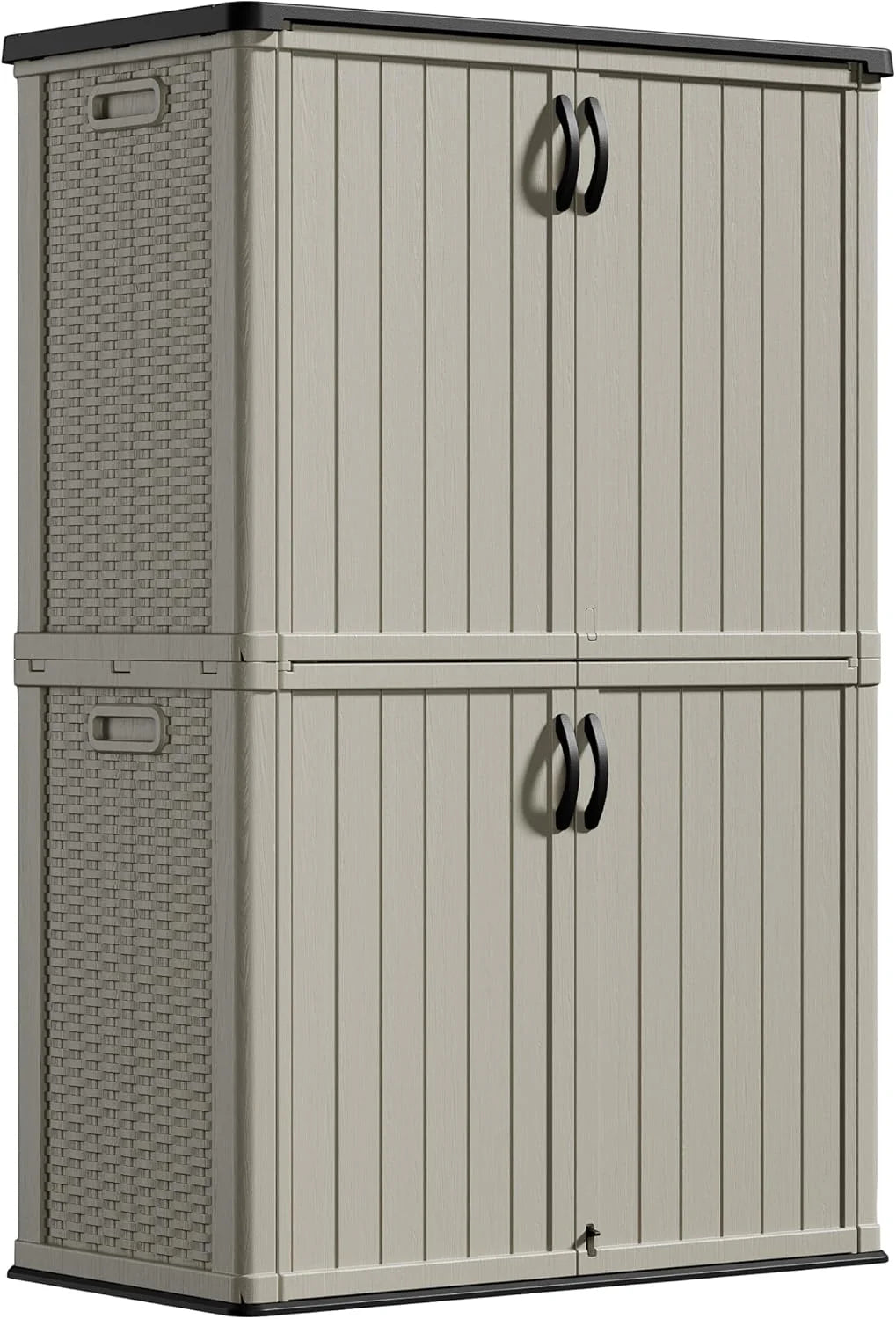 Greesum Outdoor Horizontal Storage Shed 27 Cu.ft Resin Large Storage Box for Garden Patio