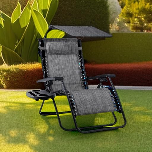 Best Choice Products Folding Zero Gravity Recliner Patio Lounge Chair Adjustable Canopy Shade