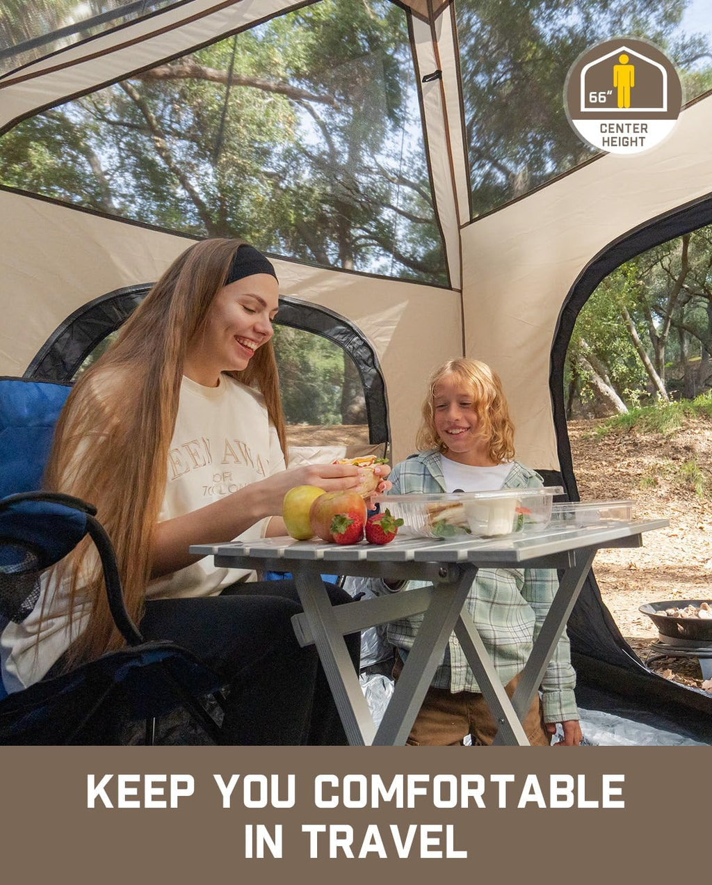 Portable camping tent for 4/6/8/10 people with instant cabin and rainproof and windproof