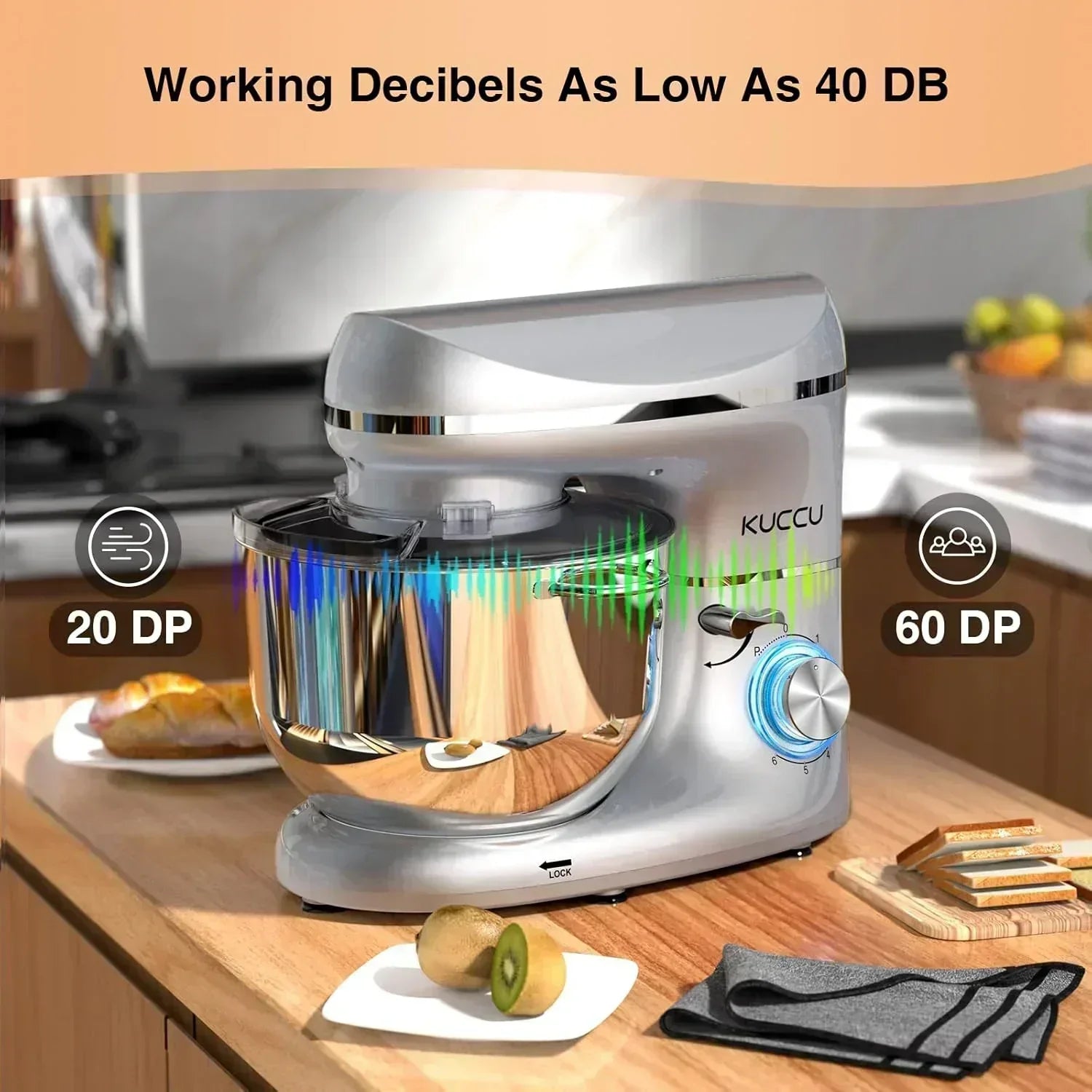Stand Mixer 6.5 Qt 660W 6-Speed Tilt-Head Food Dough Mixer Kitchen Electric Mixer Stainless Steel