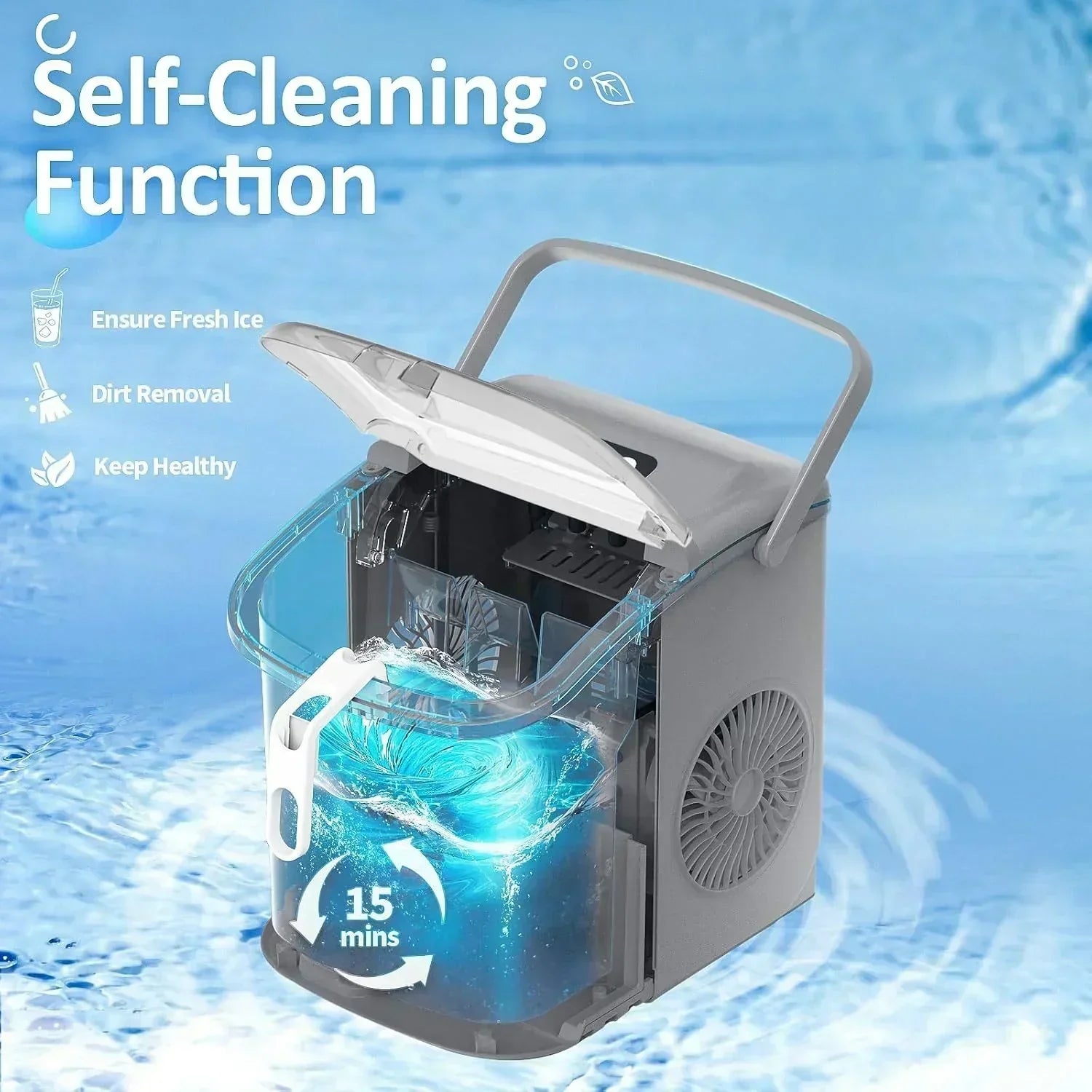 Nugget Ice Makers Countertop Pebble Ice Machine with Chewable Pellet Ice Self-Cleaning