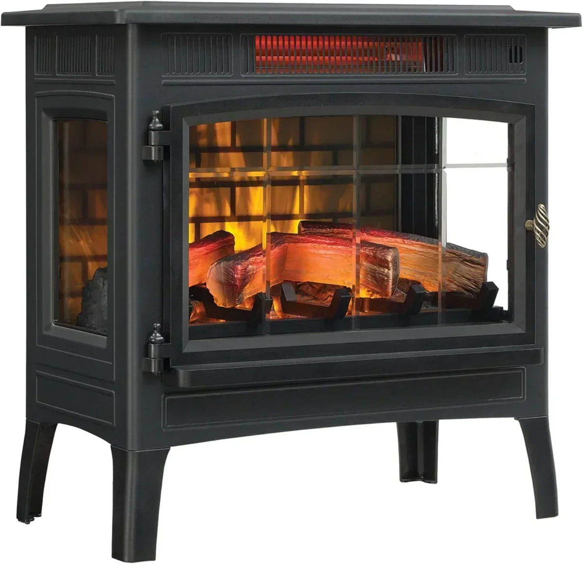 Freestanding Electric Fireplace Stove Heater with 3D Flame Effect for 1000 Sq. Ft