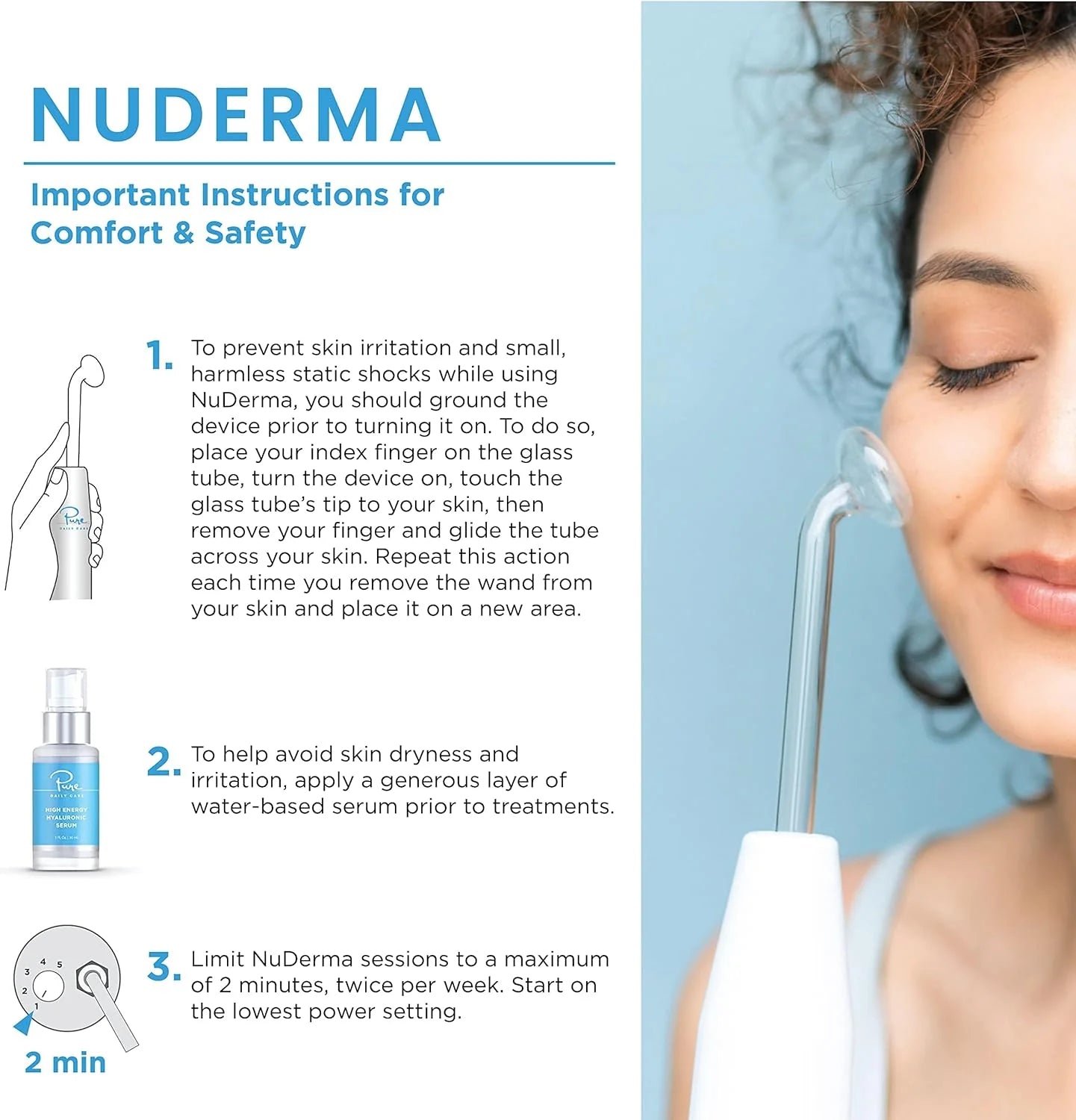NuDerma Professional Skin Therapy Wand Portable Skin Therapy Machine 6 Neon Argon Wands