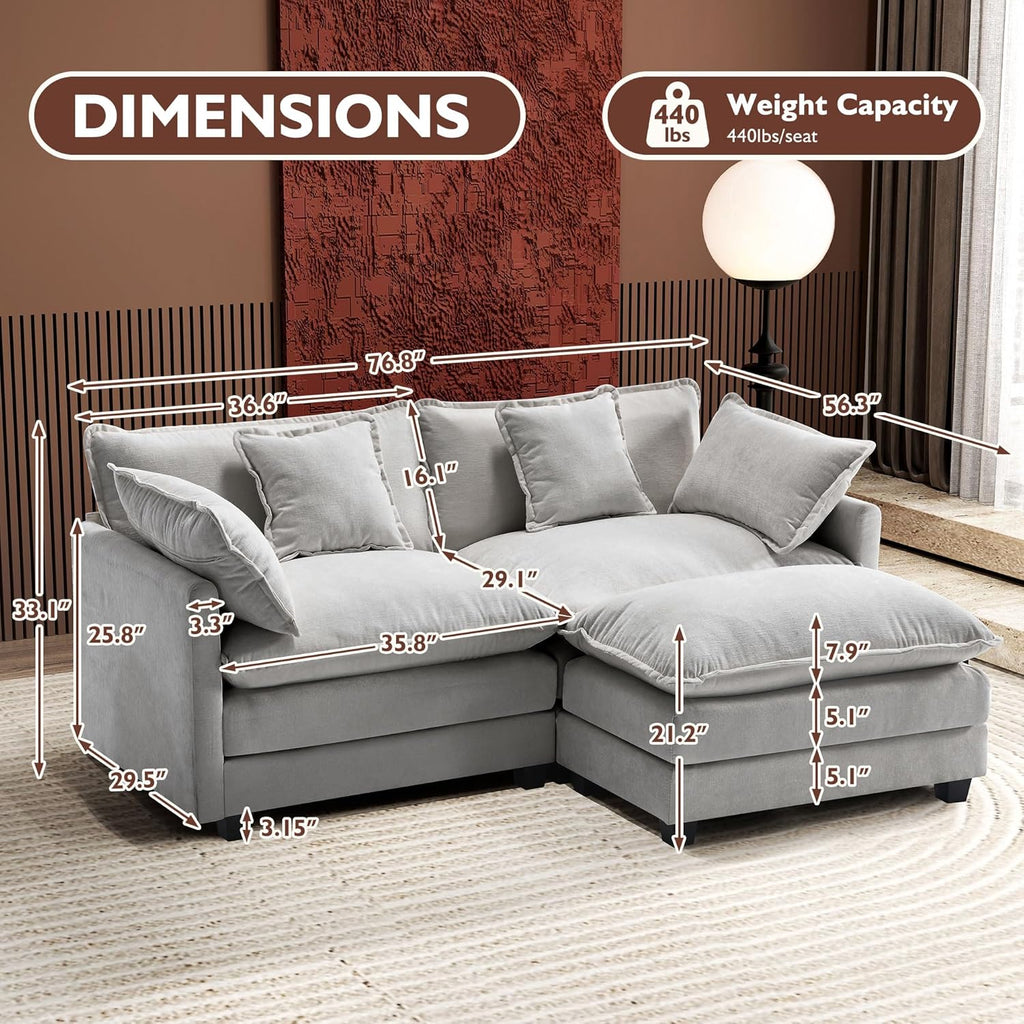 ihanherry 146-inch U-shaped modern sofa modular area cloud sofa
