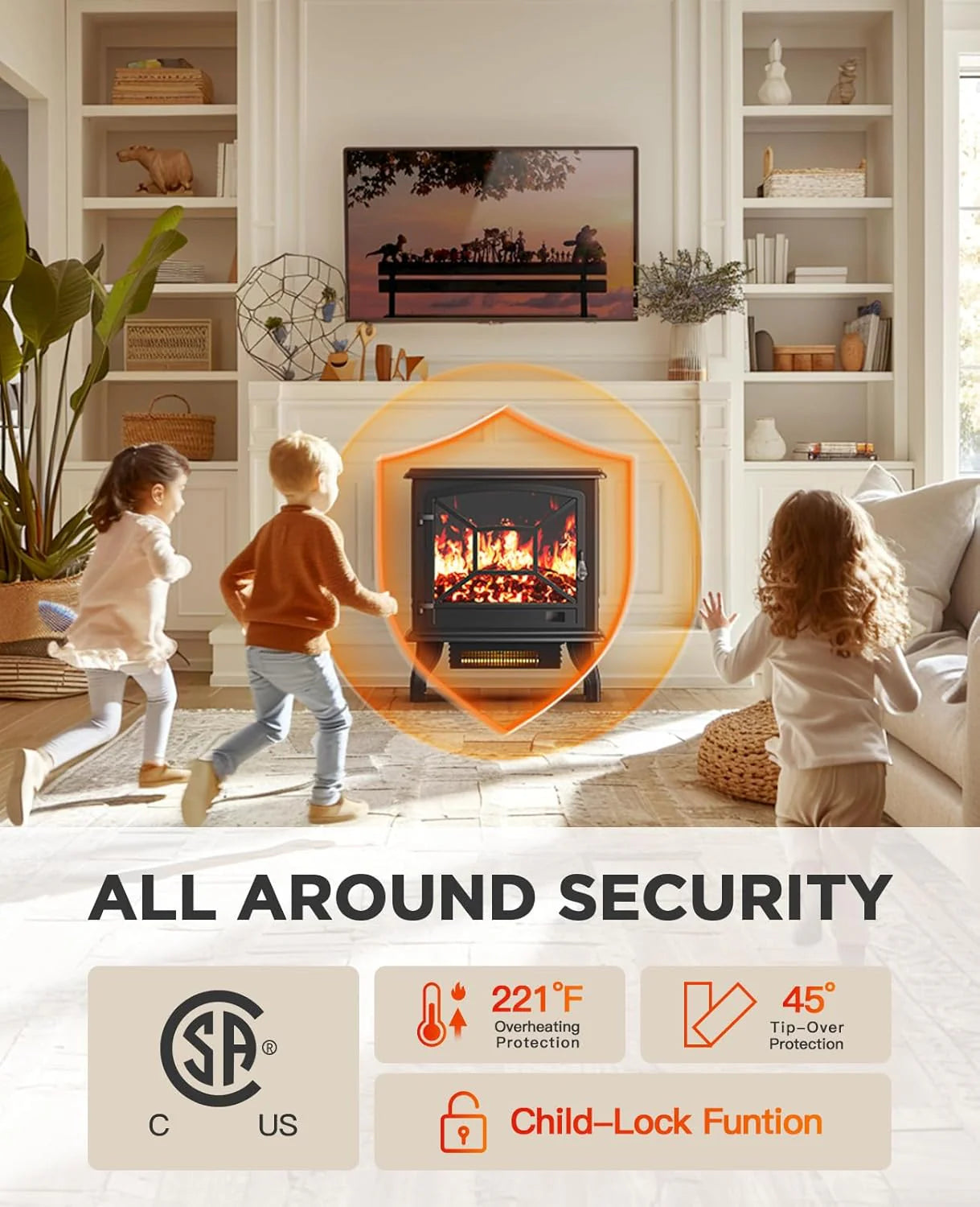 50 Smart Electric Fireplace 5300 BTU Heat Output, Ultra-Slim Wall-Mount or Built-In Electric Fireplace
