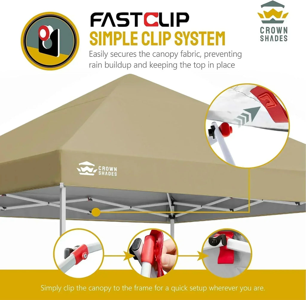 10x10 Pop-Up Awning One-Click Installation Beach Tent Outdoor Sunshade Silver Coated Top