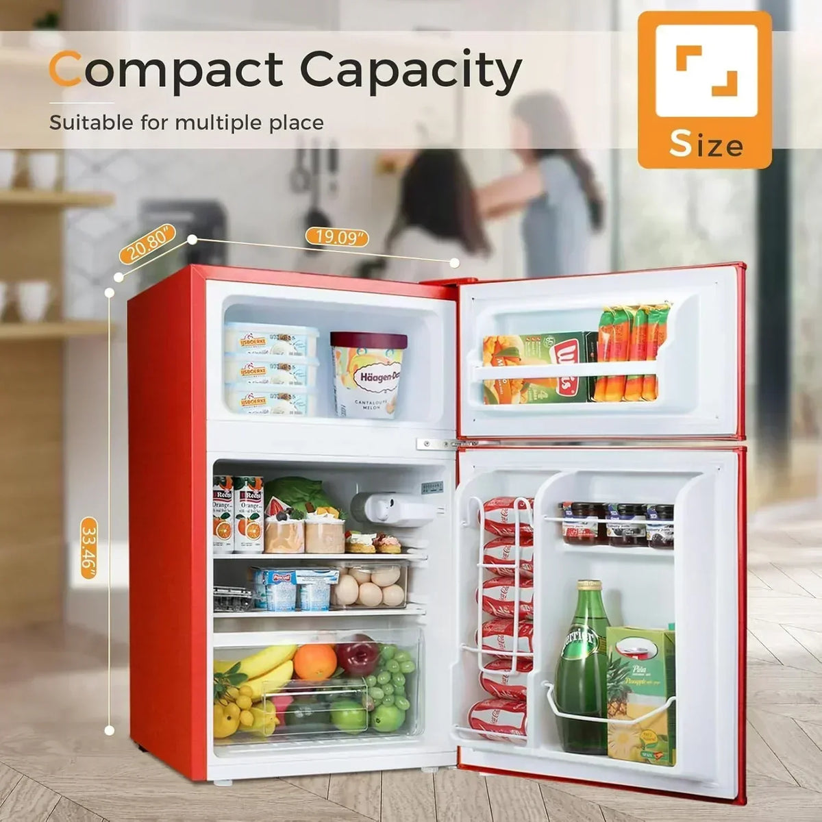 Antarctic Star Compact Mini Refrigerator Separate Freezer Small Fridge Double 2-Door
