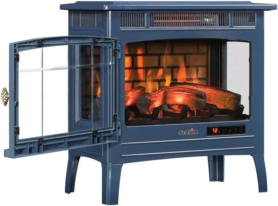 Freestanding Electric Fireplace Stove Heater with 3D Flame Effect for 1000 Sq. Ft