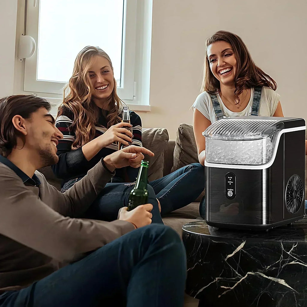 Nugget Ice Makers Countertop Pebble Ice Machine with Chewable Pellet Ice Self-Cleaning