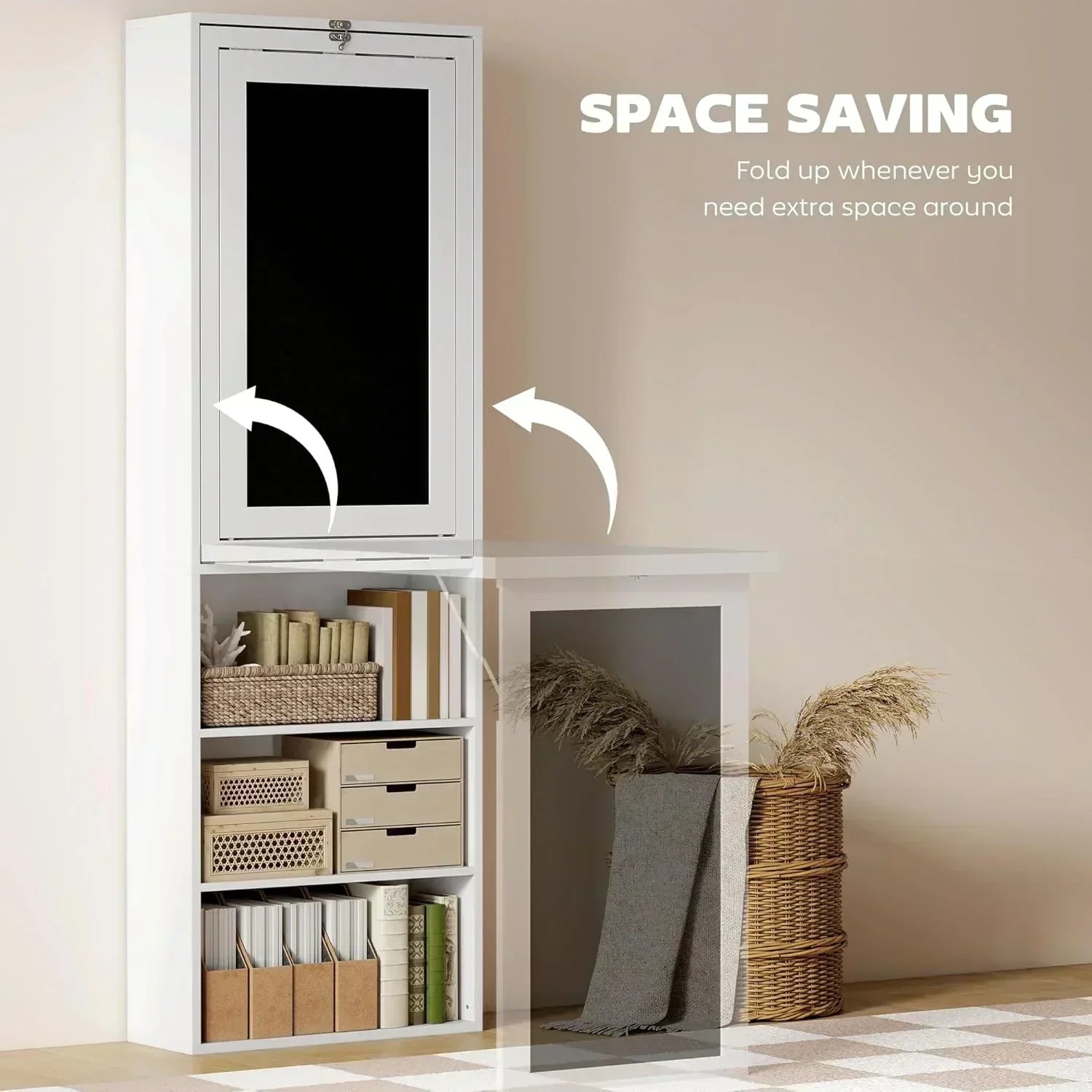 Folding convertible writing desk wall mounted desk cabinet multifunctional home workstation