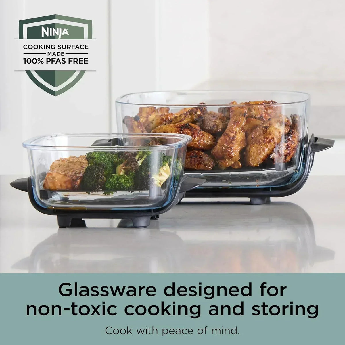 Ninja Crispi 4 in 1 Portable Glass Air Fryer Cooking System 4QT 6 Cup TempWare Glass Containers