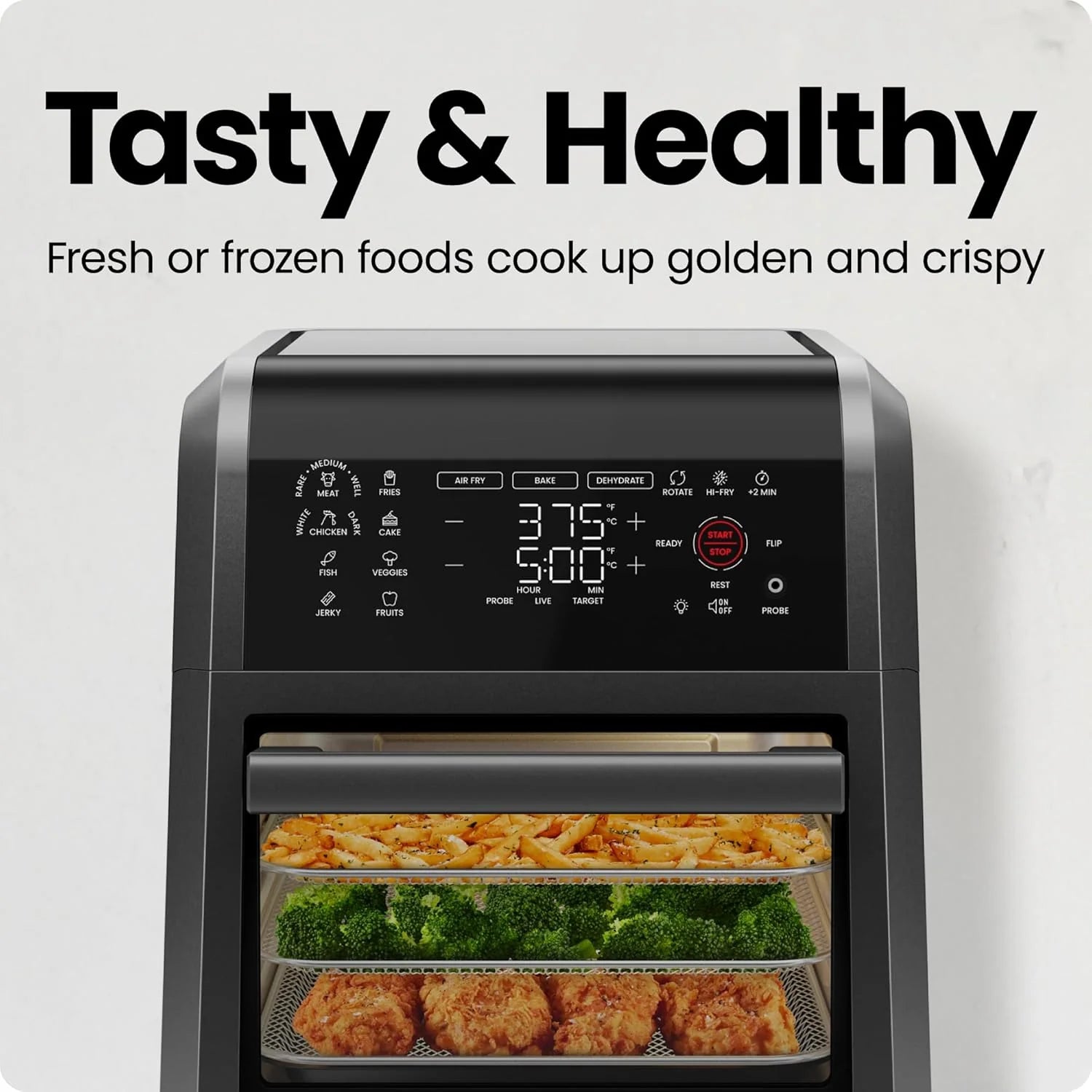 CHEFMAN ExacTemp 12-Quart Air Fryer Integrated Smart Cooking 28 Touchscreen Presets