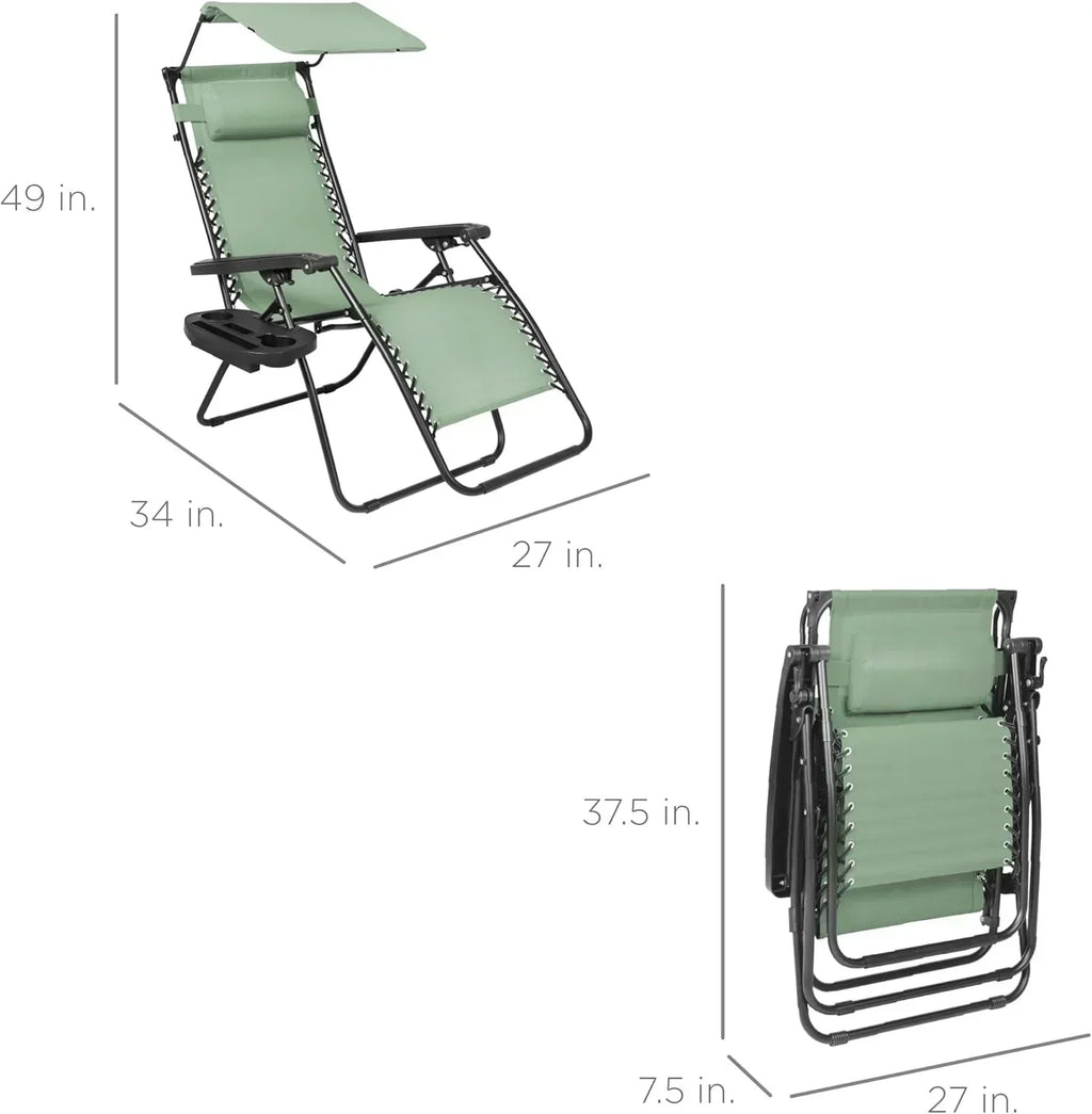 Best Choice Products Folding Zero Gravity Recliner Patio Lounge Chair Adjustable Canopy Shade