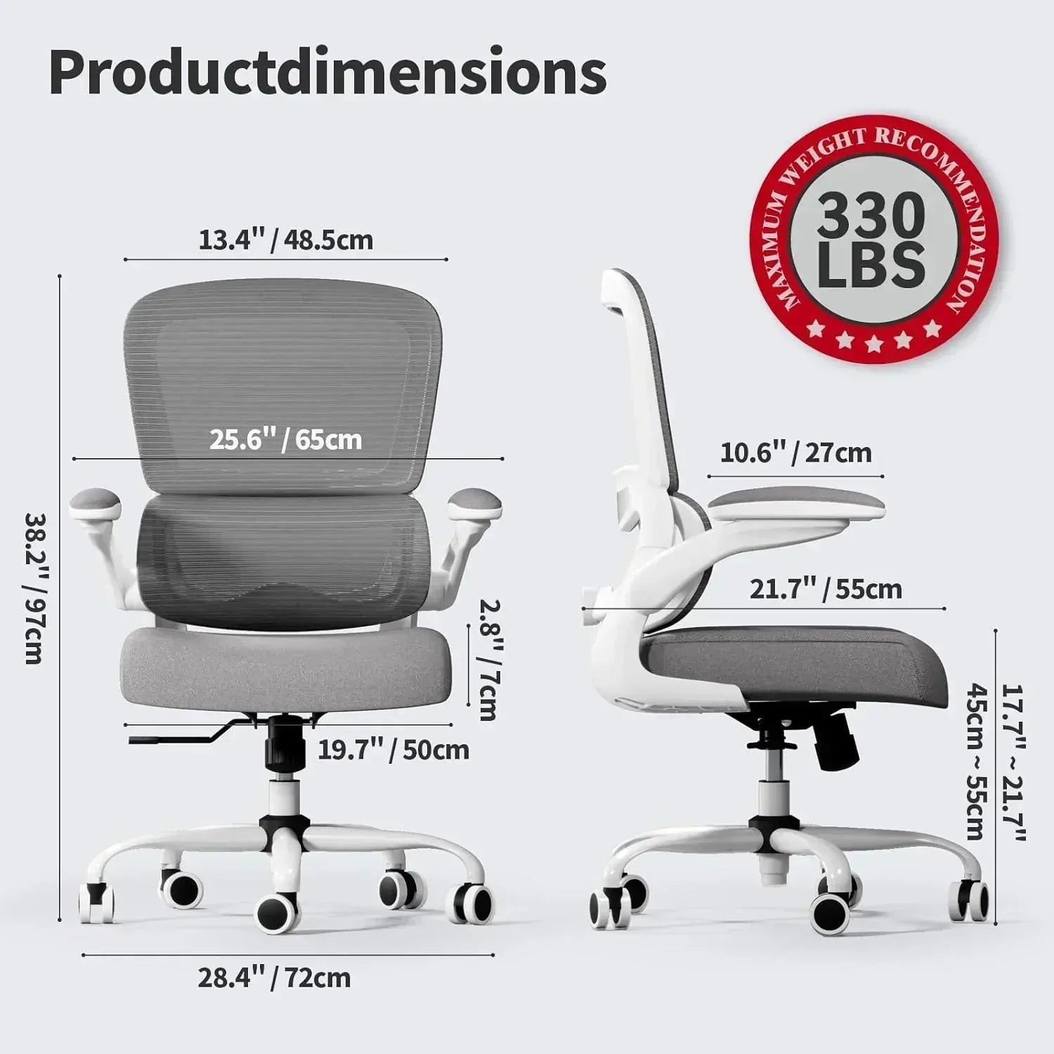 TRALT Office Chair Ergonomic Desk Chair 330 lbs Home Mesh Gaming Chair with Wheels
