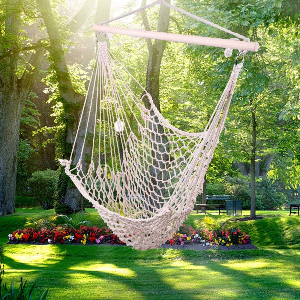 ONCLOUD Hammock Chair Hanging Rope Swing Load Capacity Macrame Hammock Swing Seat