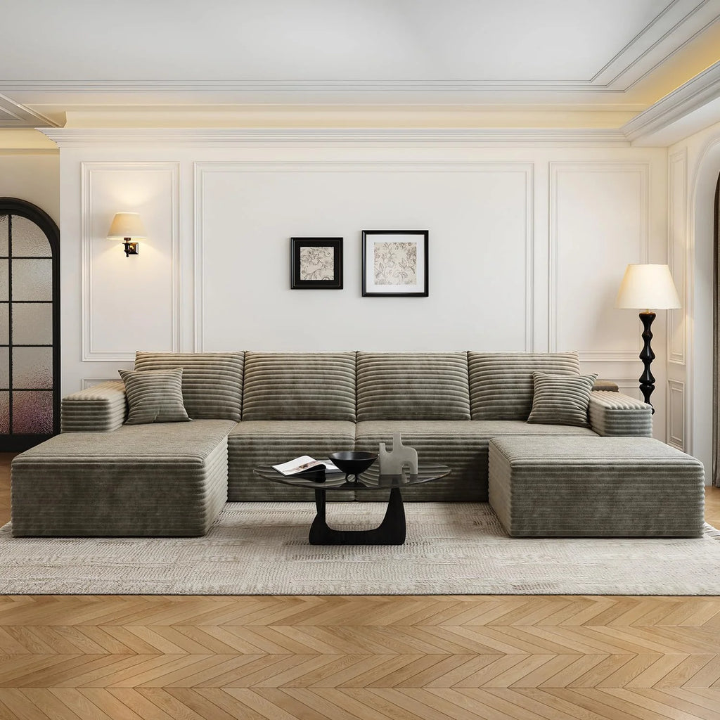 107.5 inch Cloud Modular Sectional Sofa with L-Shaped Chaise Lounge, Modern Minimalist Upholstered Sofa Deep Seating Corner Sofa