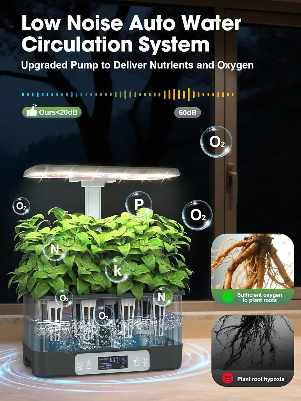 Hydroponic Grow System Kit 8 Smart Indoor Herb Gardens with WiFi App Control Seed Pod Kit