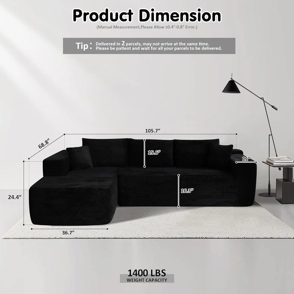 Ovios 104 Cloud Section Sofa L-shaped lounge chair, modern modular sofa