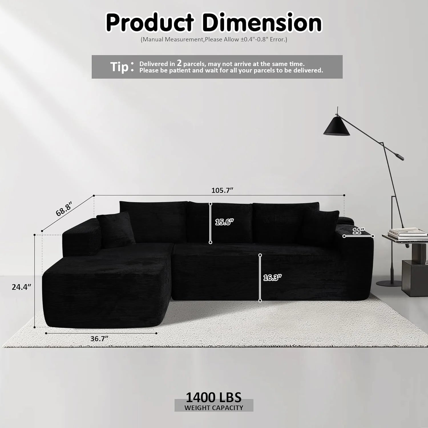 Ovios 104 Cloud Section Sofa L-shaped lounge chair, modern modular sofa