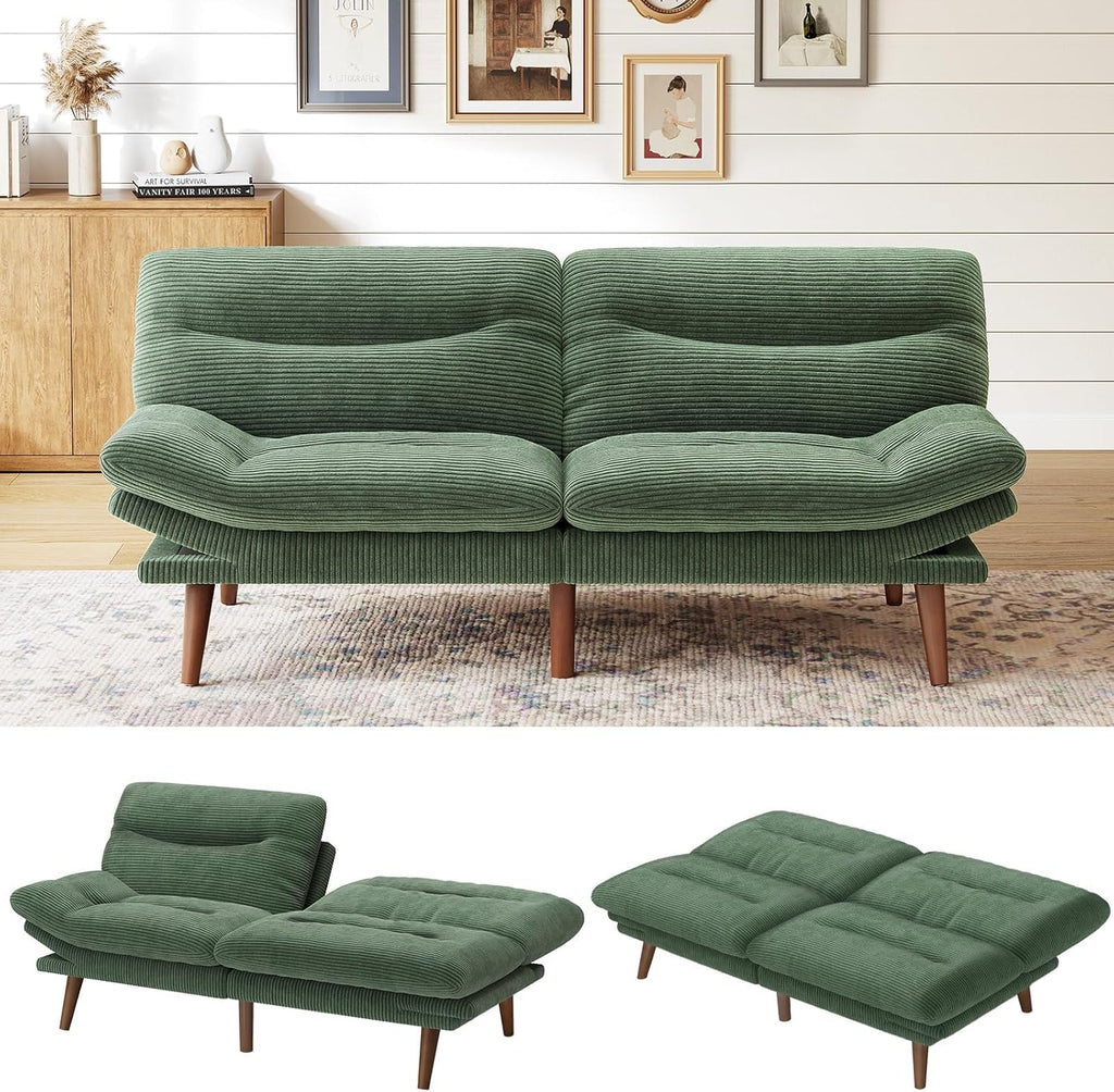 Futon Sofa Bed Futon Sofa Adjustable Back Armrests Converts to Small Sleeper Sofa Bed