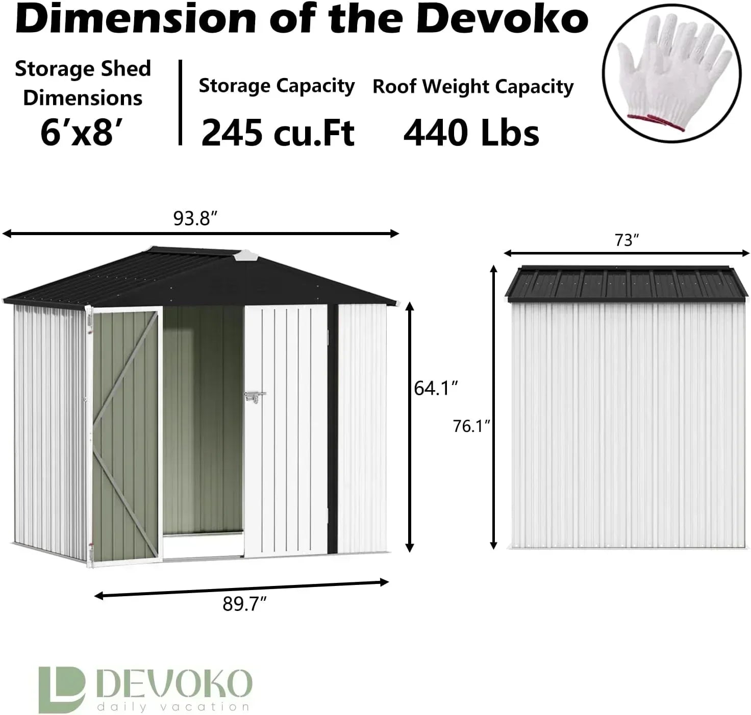 Devoko Outdoor Storage Shed Lockable Metal Garden Shed Steel Anti-Corrosion Storage House
