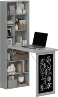 Folding convertible writing desk, wall mounted desk cabinet, multifunctional home office workstation