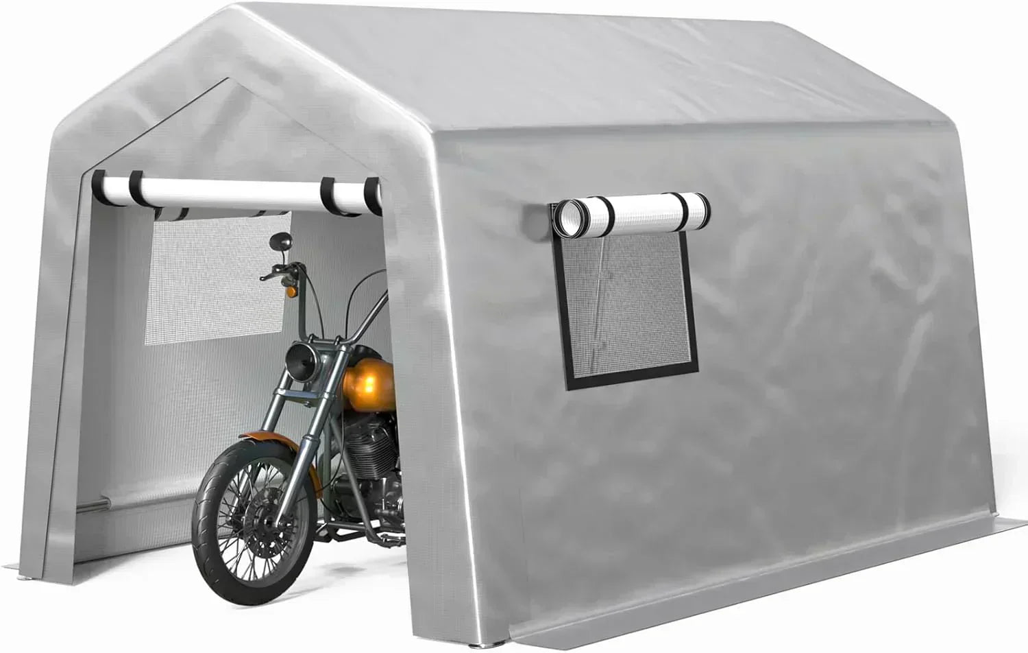 6x8 ft Heavy Duty Carport Tent Portable Garage Removable Side Walls Four Seasons Tarpaulin