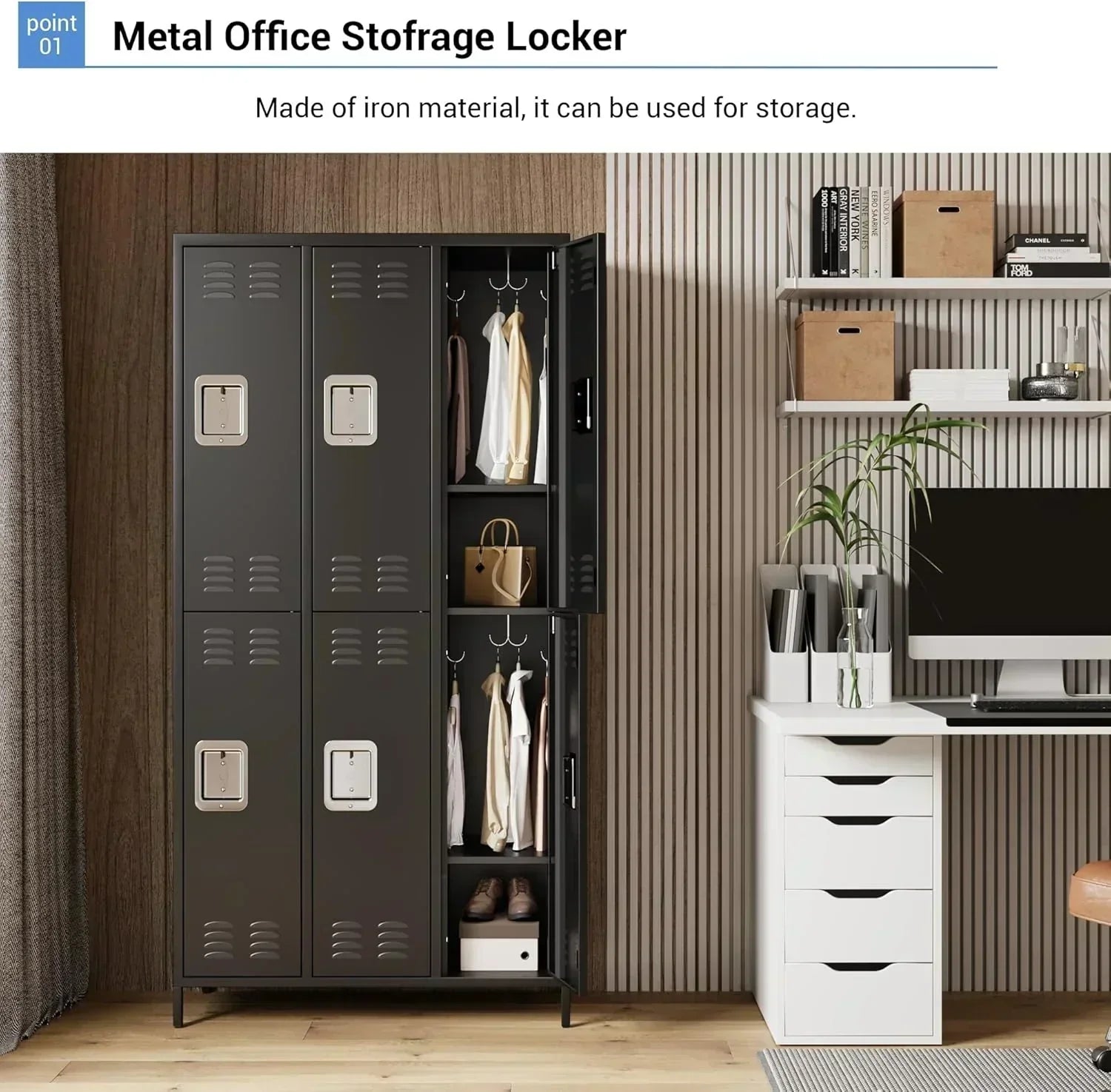 GAOMON Locker for Employees 6 Doors Locker Cabinet with Hooks Storage Locker