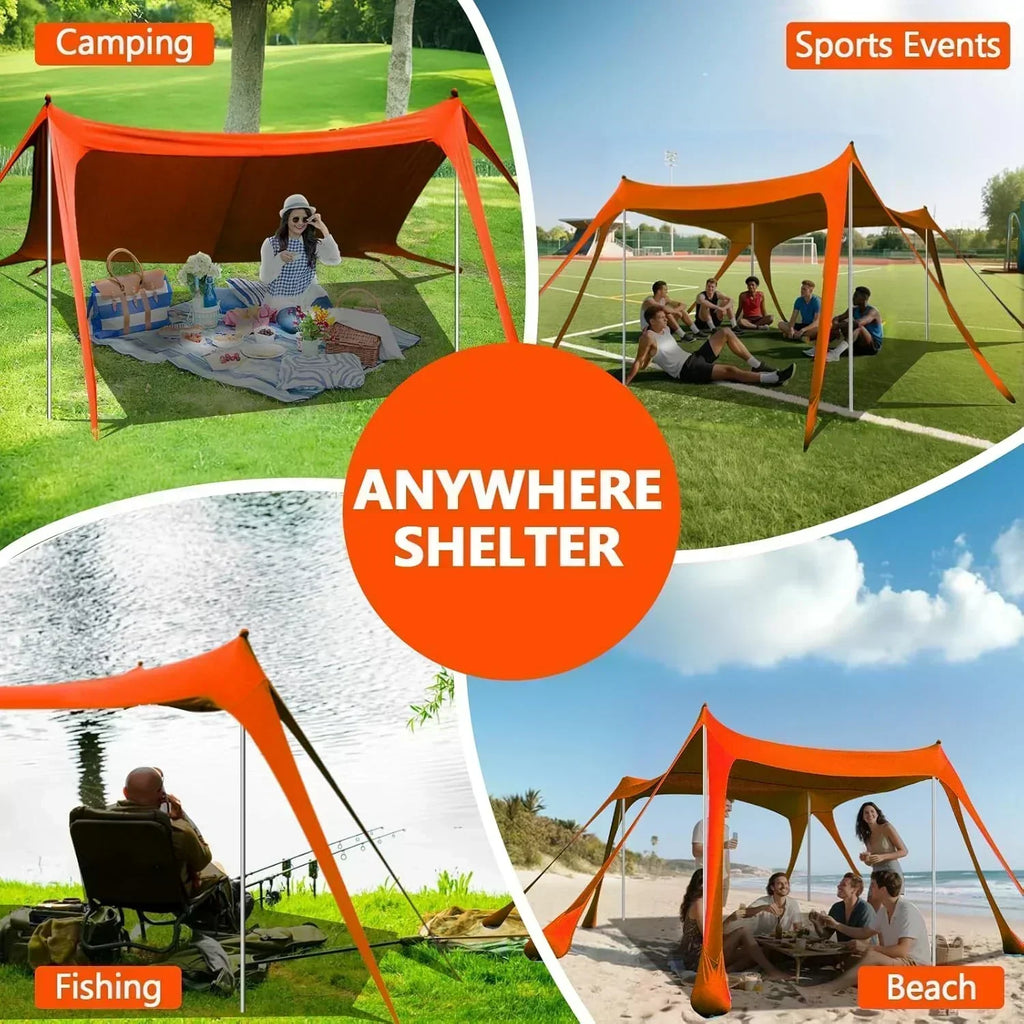 Beach Tent Sun Shelter 10 x 10 FT Beach Canopy Tent Sun Shade Heavy Duty UPF50+ Beach Tent