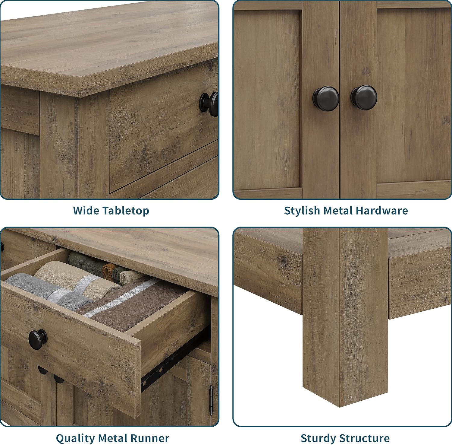 Farmhouse style console table coffee bar entry table with storage rack sofa table