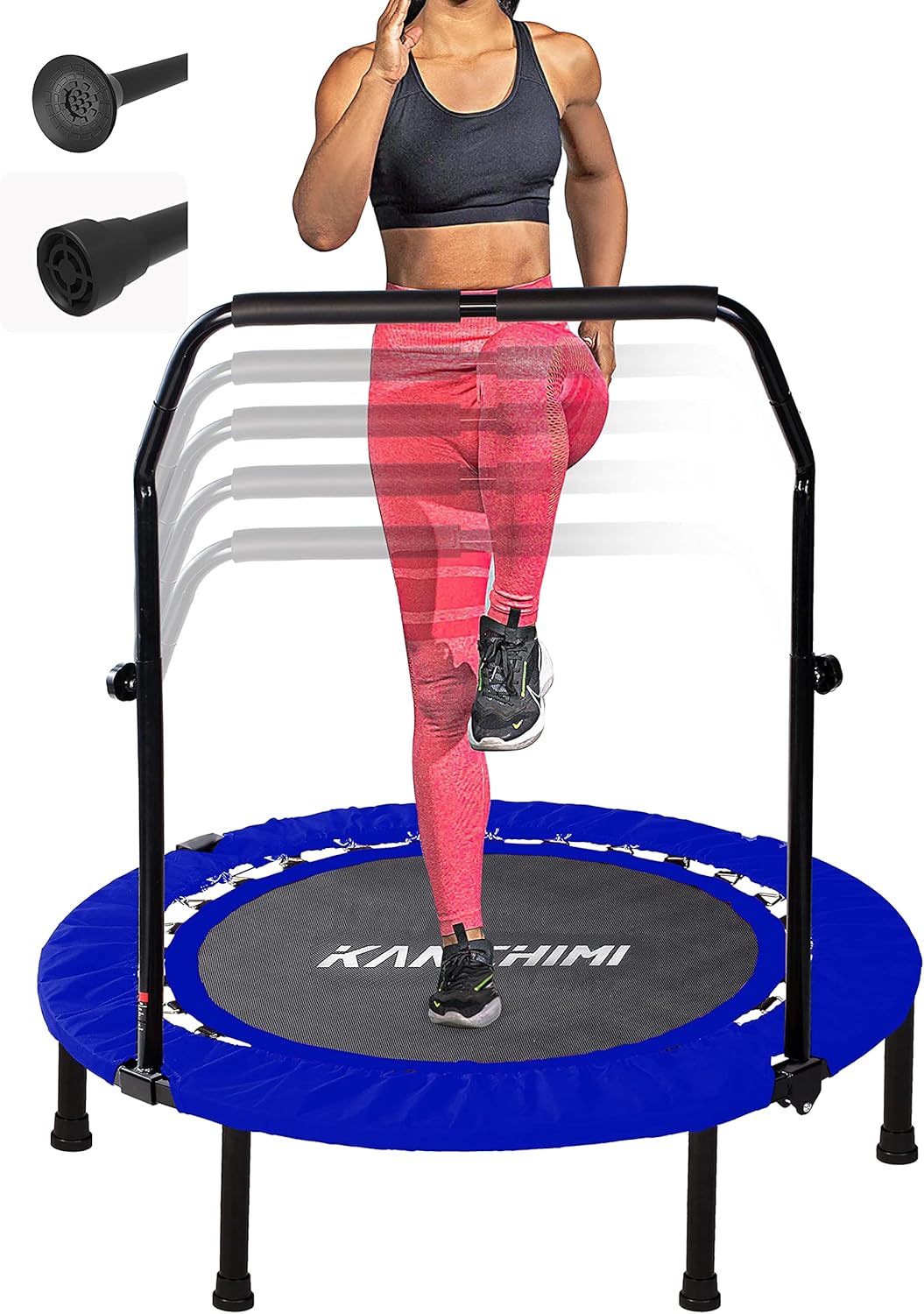 Kanchimi 40 48 Folding Mini Fitness Indoor Exercise Workout Rebounder Trampoline with Handle, Max Load 330lbs