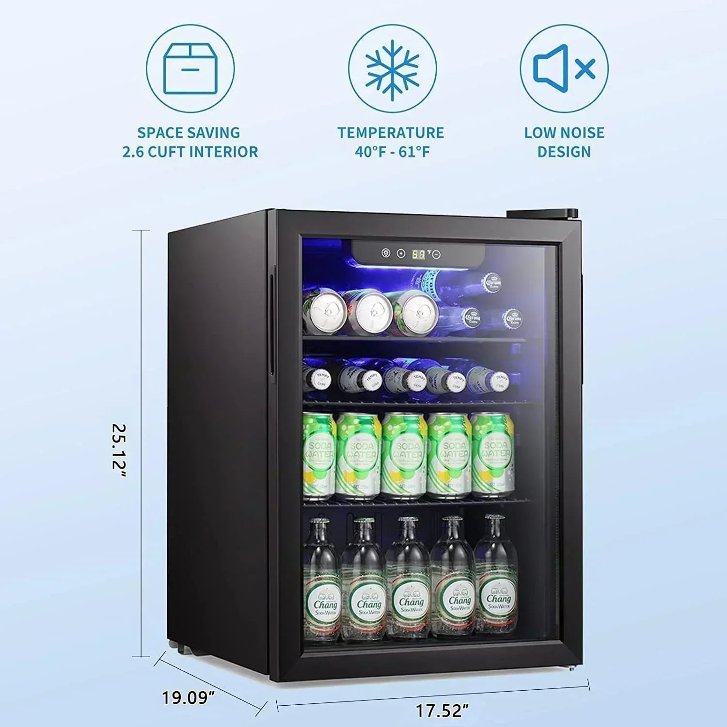 Antarctic Star Beverage Refrigerator Cooler 68 Can Mini Fridge with Glass Door for Beer Drinks Wine