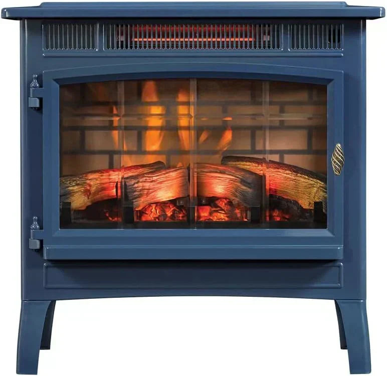 Freestanding Electric Fireplace Stove Heater with 3D Flame Effect for 1000 Sq. Ft