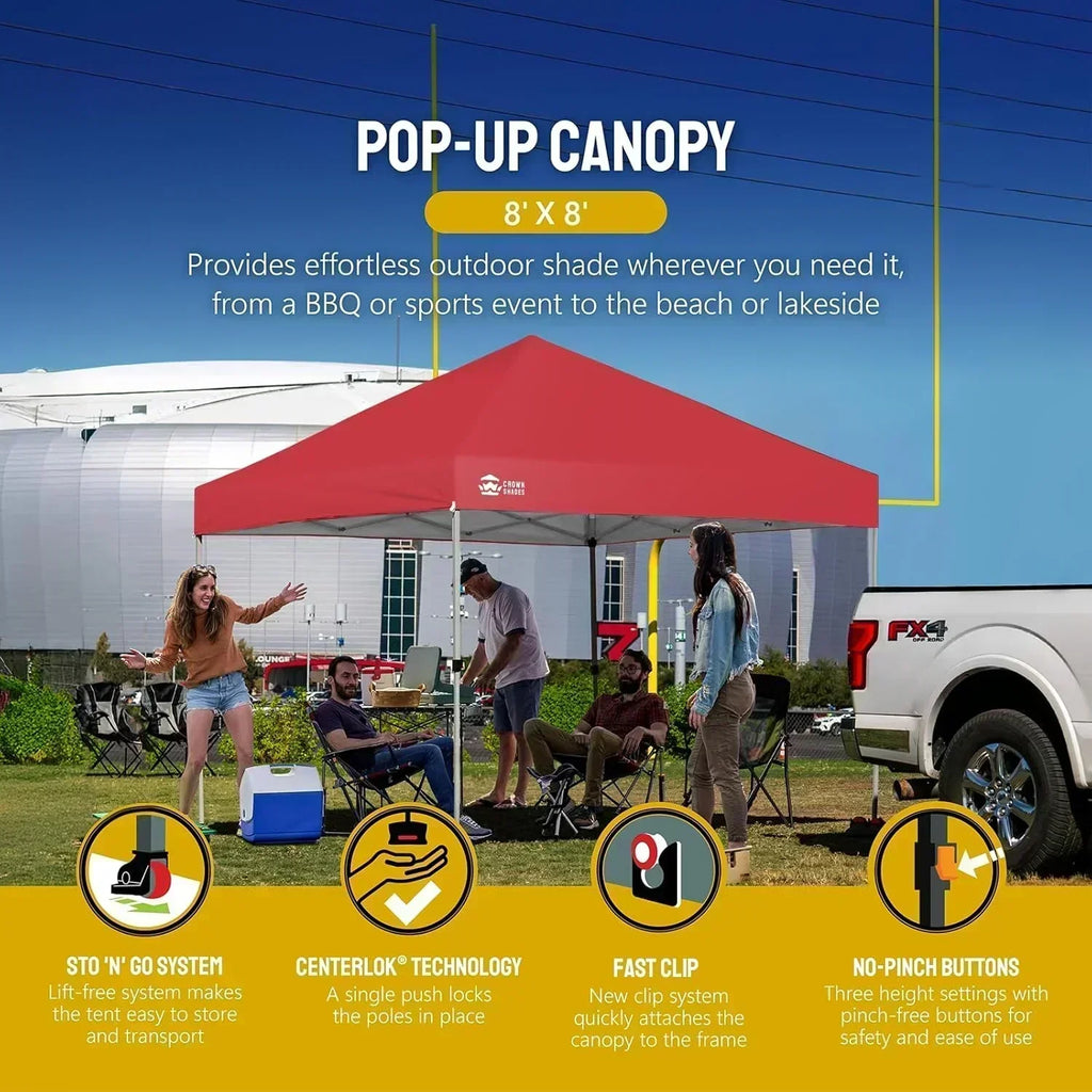 10x10 Pop-Up Awning One-Click Installation Beach Tent Outdoor Sunshade Silver Coated Top