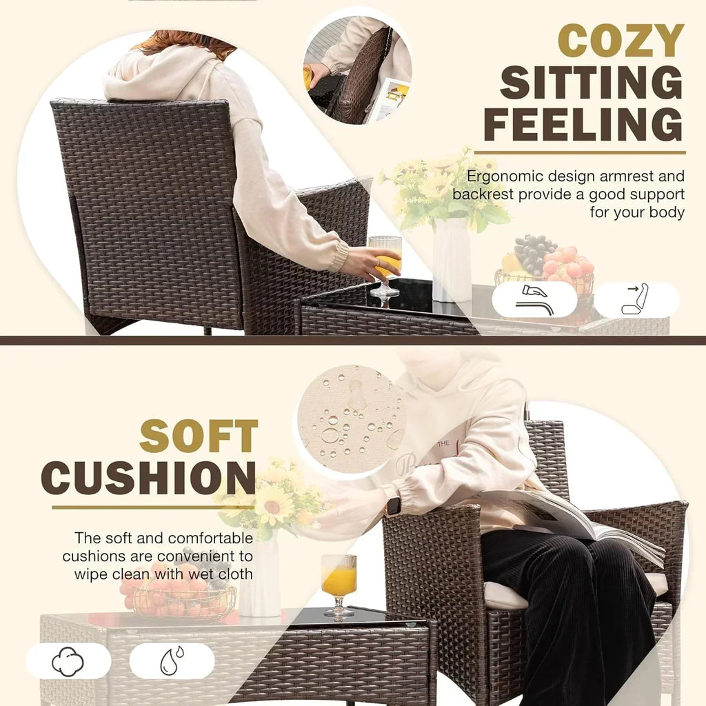 Homall 4-piece outdoor patio furniture set rattan chair wicker set