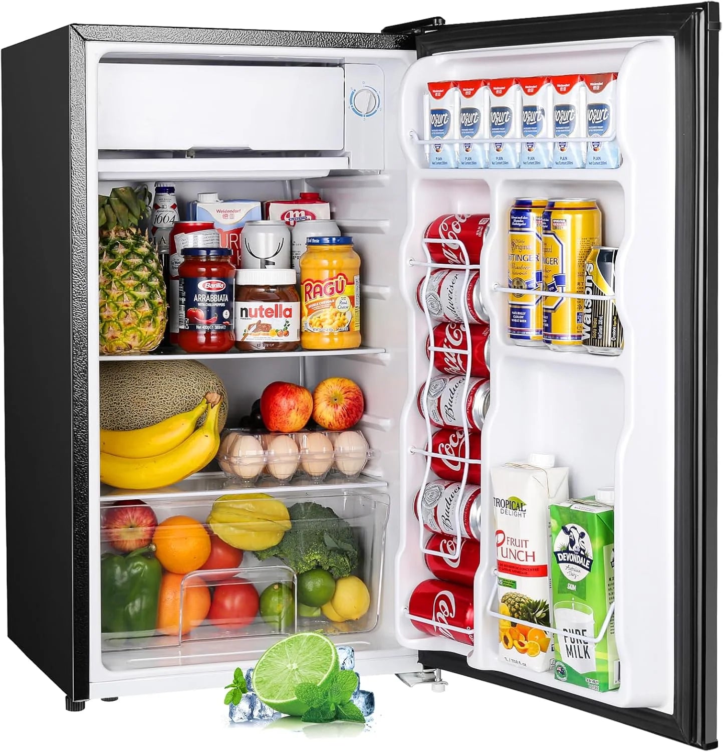Upstreman 3.2 Cu.Ft Mini Fridge with Freezer, Single Door Mini Fridge, Dorm Fridge, Adjustable Thermostat, Mini Refrigerator