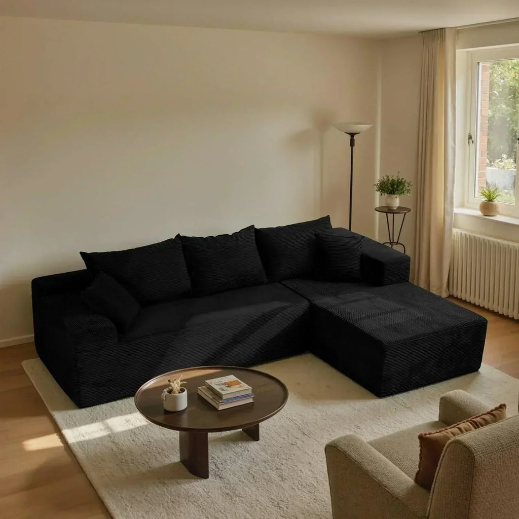 Cloud sofa with L-shaped lounge chair modern modular sofa with deep seats