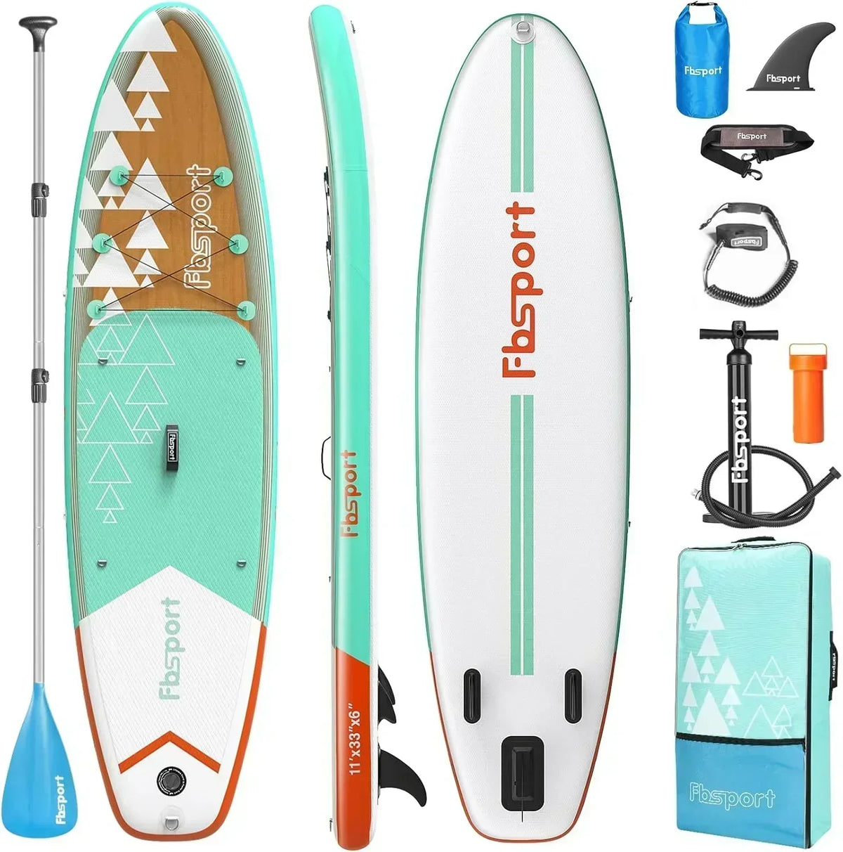 FBSPORT 11' Premium Stand Up Paddle Board Yoga Board with Durable SUP Accessories Carry Bag