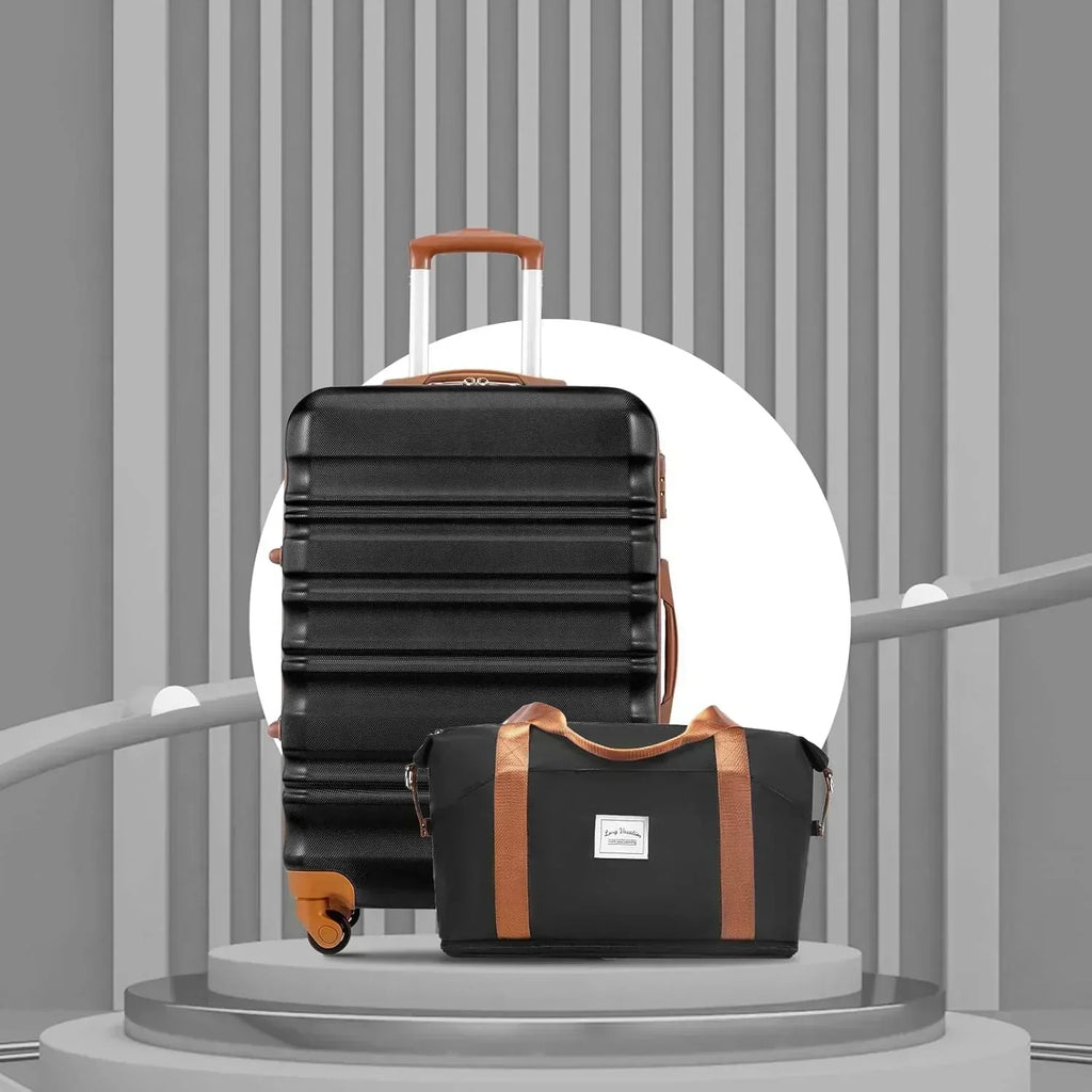 LONG VACATION 6 Piece Luggage Set Carry on Suitcase with ABS+PC hardshell Spinner Wheels