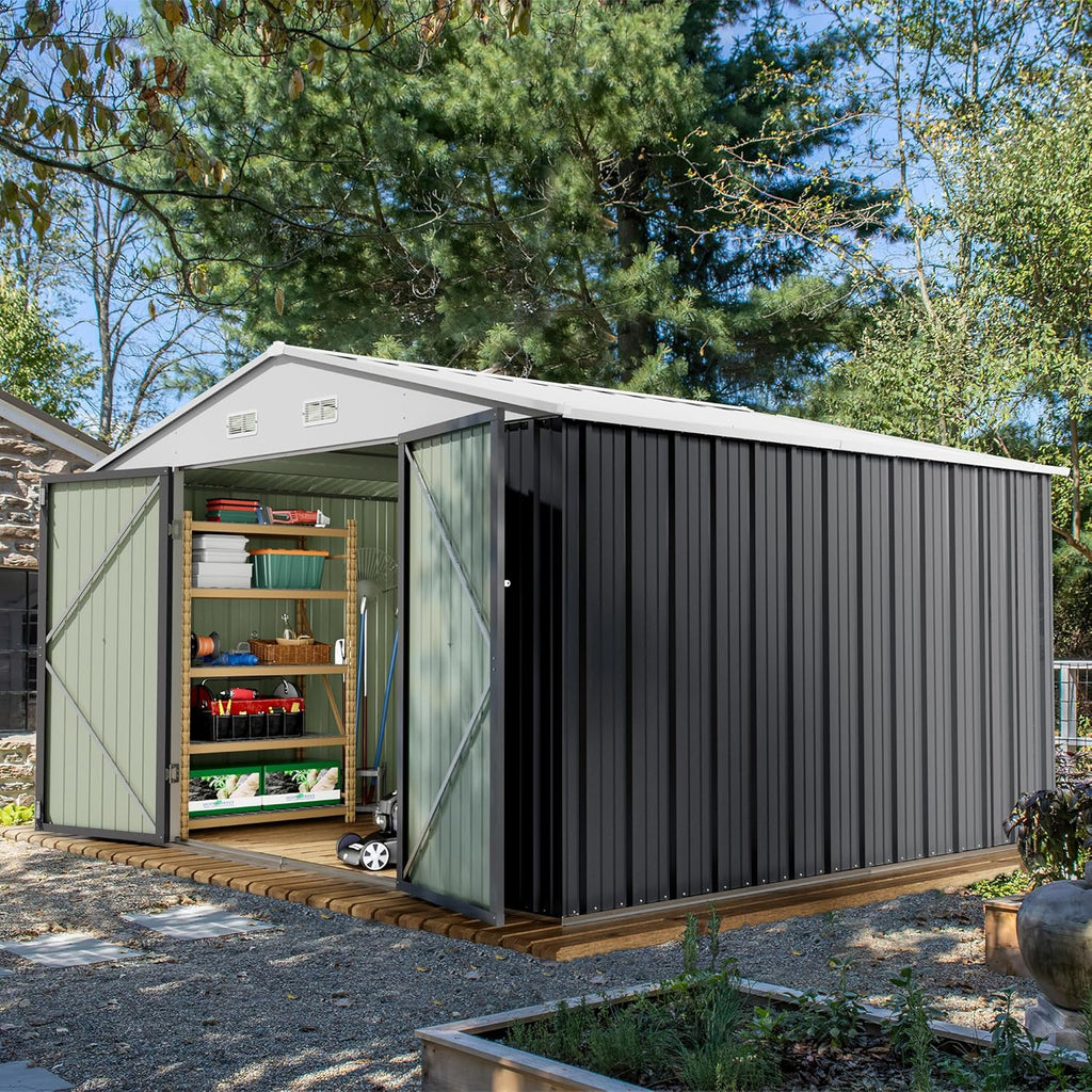 Devoko Outdoor Storage Shed Lockable Metal Garden Shed Steel Anti-Corrosion Storage House