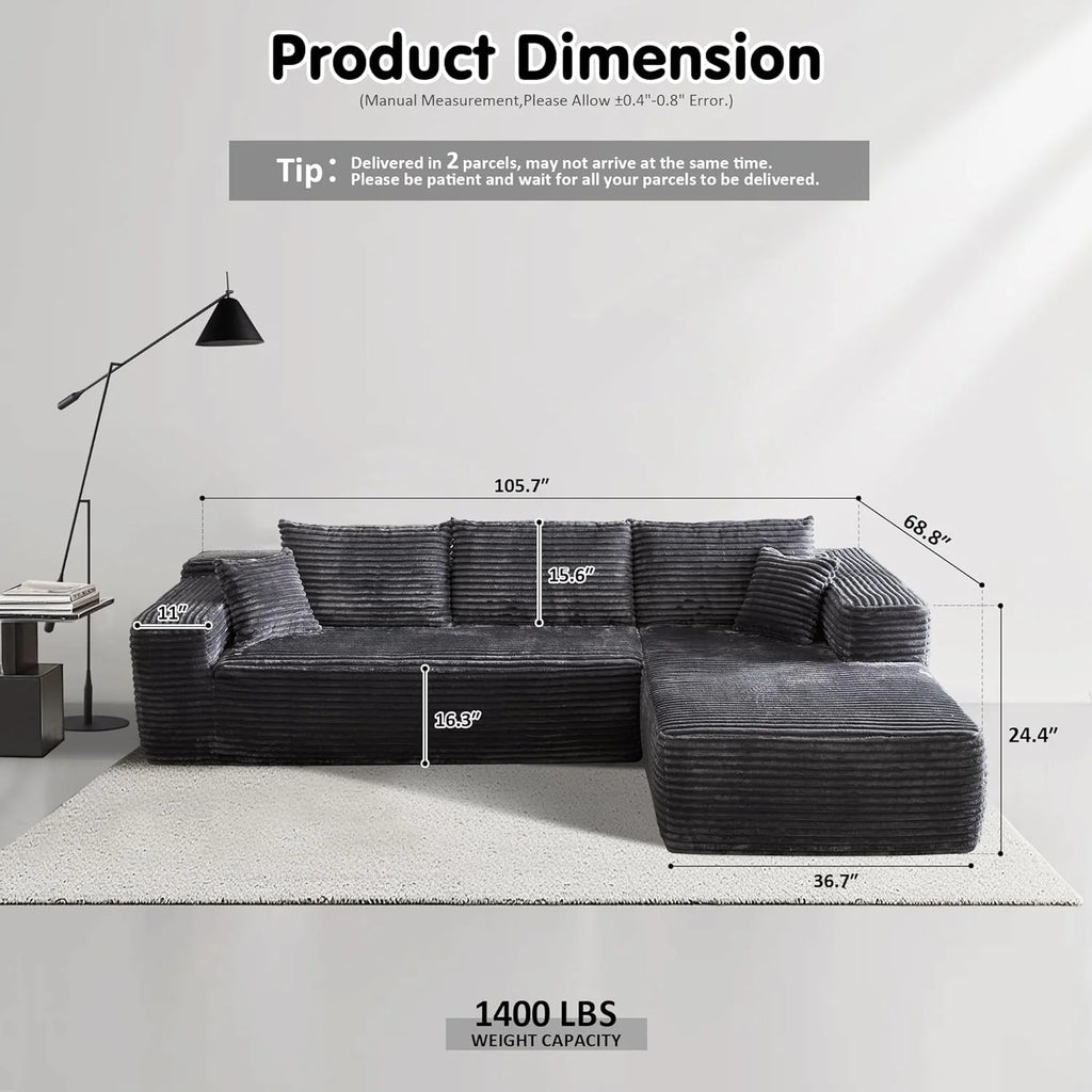 Ovios 104 Cloud Section Sofa L-shaped lounge chair, modern modular sofa