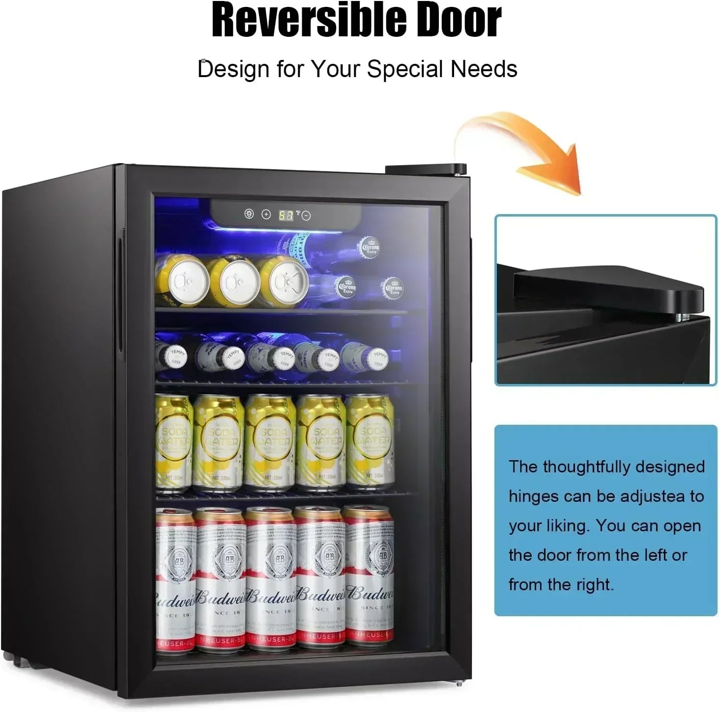 Antarctic Star Beverage Refrigerator Cooler 68 Can Mini Fridge with Glass Door for Beer Drinks Wine