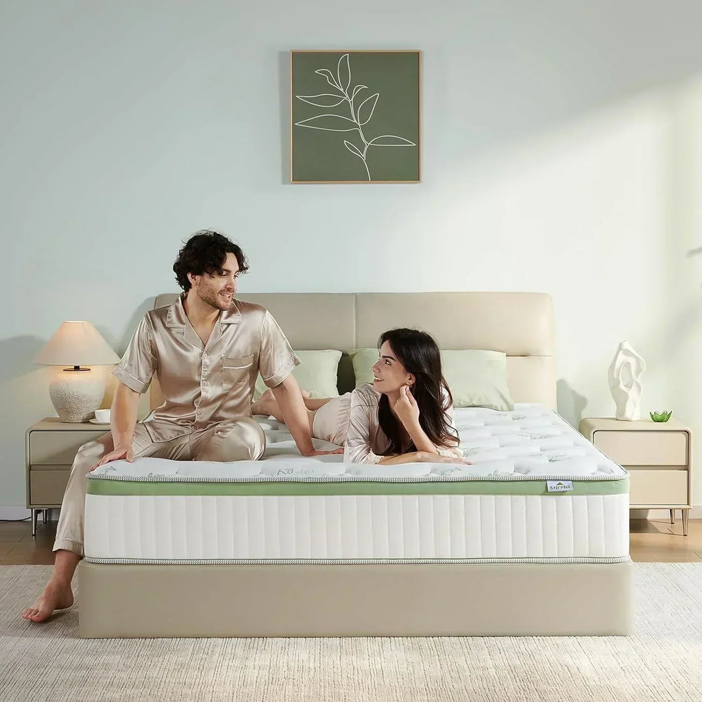 12-inch queen-size mattress medium-firm memory foam hybrid mattress with pocket springs