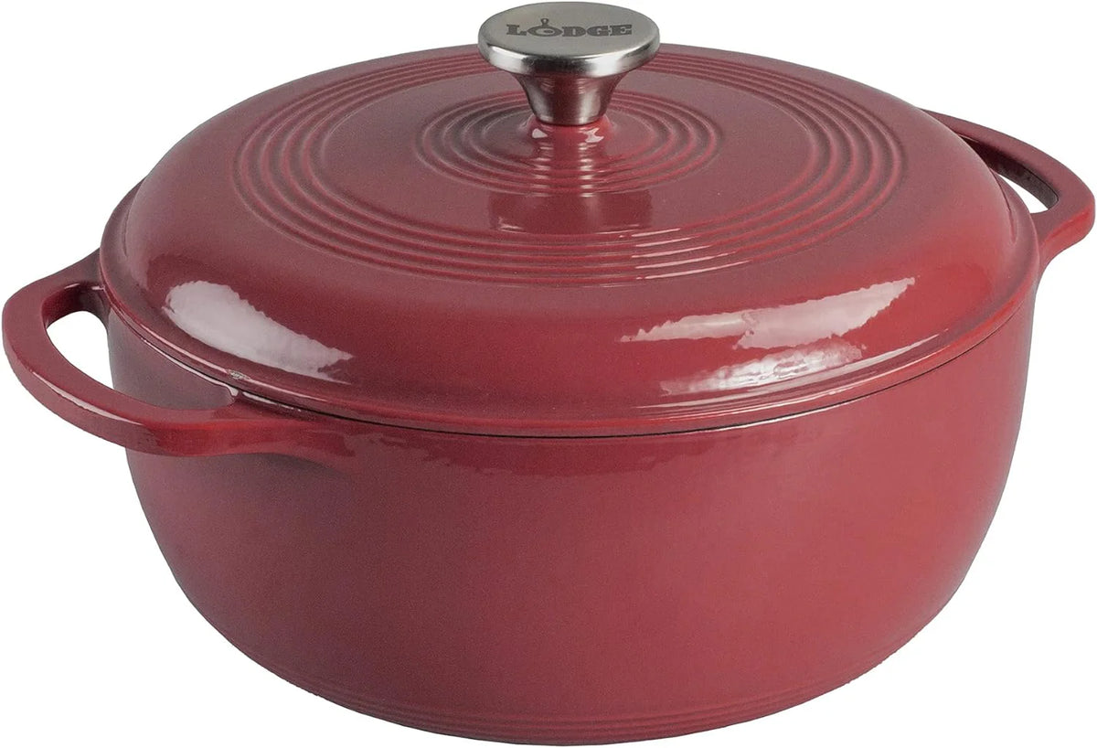 Lodge Essential Enamel Cast Iron Dutch Oven - Perfect for Bread Baking, Braising, Marinating & Slow Cooking - Features Moisture-Sealing Lid & Dual Handles - Kitchen Essentials - 6 Quarts - Caribbean Blue